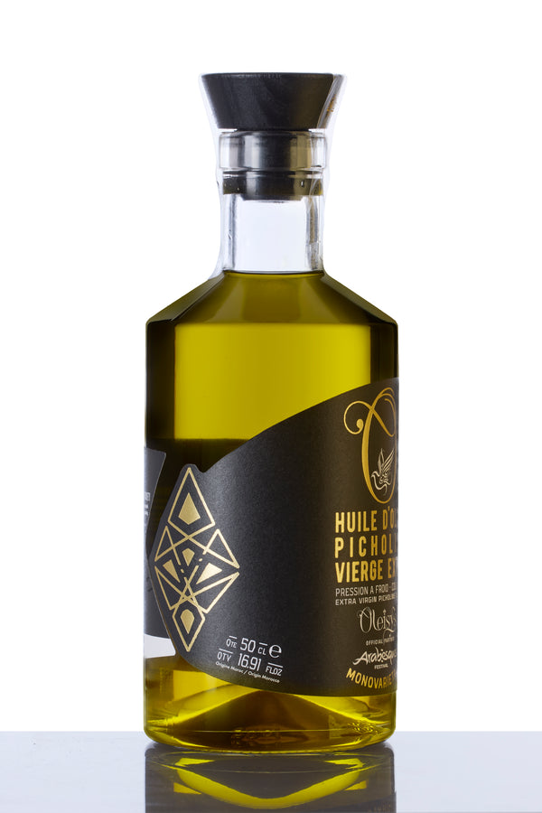 🌿Oleisys® Huile d’olive Picholine Vierge Extra Bio  500 ml – Flacon bijou  Édition Partenaire Officielle du Festival Arabesques