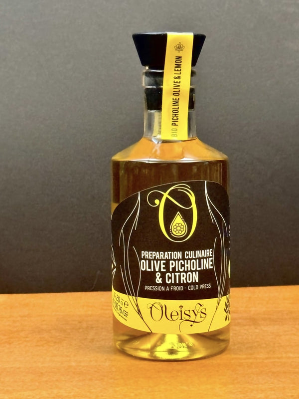 📦 Oleisys® Huile d'olive – Préparation culinaire Olive Picholine & Citron BIO 200ml carton de 12 unités