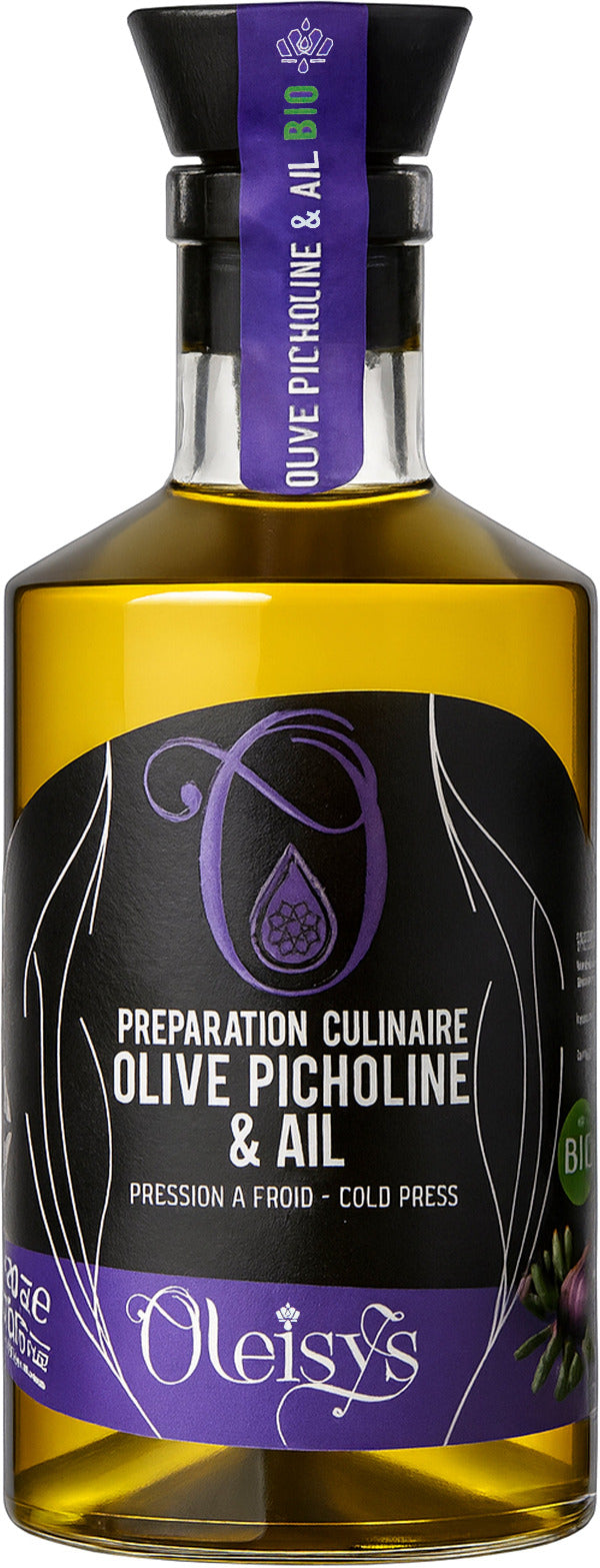 🌿 Oleisys® Huile d'olive – Préparation culinaire Olive Picholine & Ail BIO 200 ml