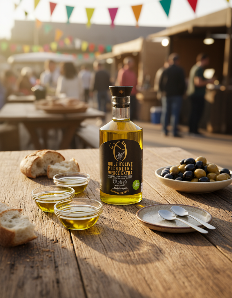 Édition Partenaire Officielle du Festival Arabesques - Huile d’olive Picholine monovarietale Bio Oleisys® 500 ml Flacon bijou