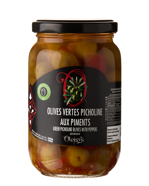 Olives Vertes Picholine aux Piments – Oleisys®